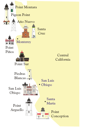 Lighthouses Central Calif Lighthouse Map 